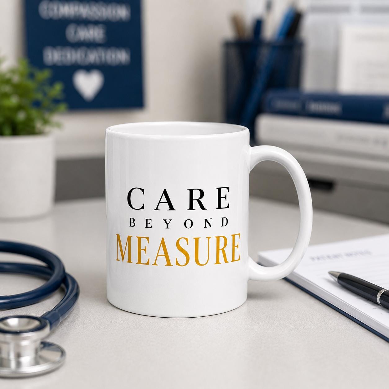 Nurse Gift, Nurse Appreciation Gift, Care Beyond Measure Mug, Healthcare Worker Gift, Thank You Nurse Gift, Coworker Gift
