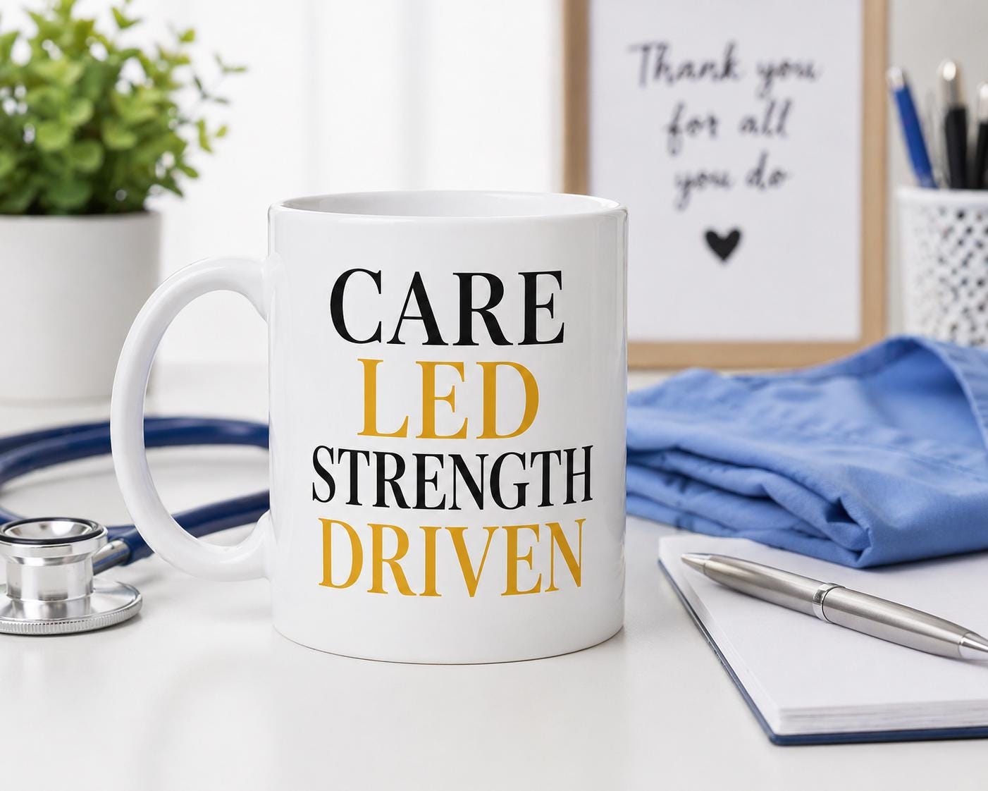 Care Led Strength Driven Mug – Nurse Gift- Healthcare Worker Coffee Mug – RN NP CNA Gift – Inspirational Nurse Mug -Medical Professional Cup