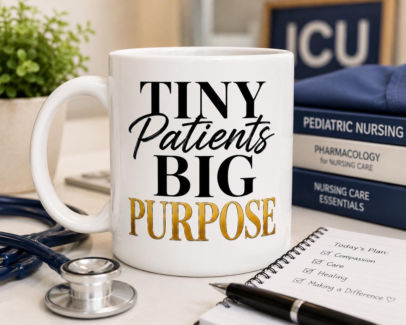 Tiny Patients Big Purpose Mug – Pediatric Nurse Gift – Children's Nurse Coffee Mug – Pediatric Healthcare Worker Mug.Nurse Appreciation Gift