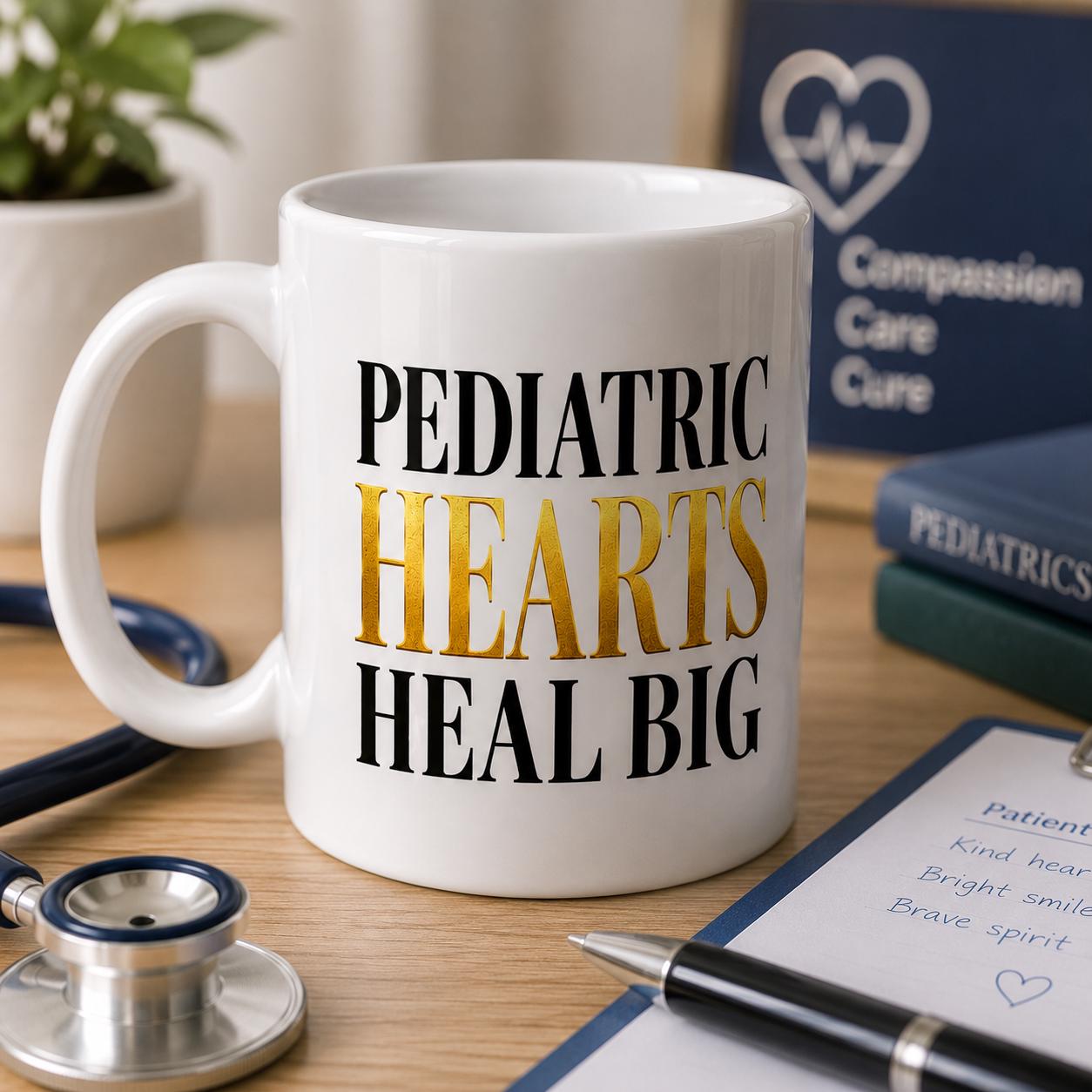 Ceramic Coffee Mug for Pediatric Nurse, NICU Nurse Appreciation Gift, Children's Hospital Coworker Gift | Pediatric Hearts Heal Big