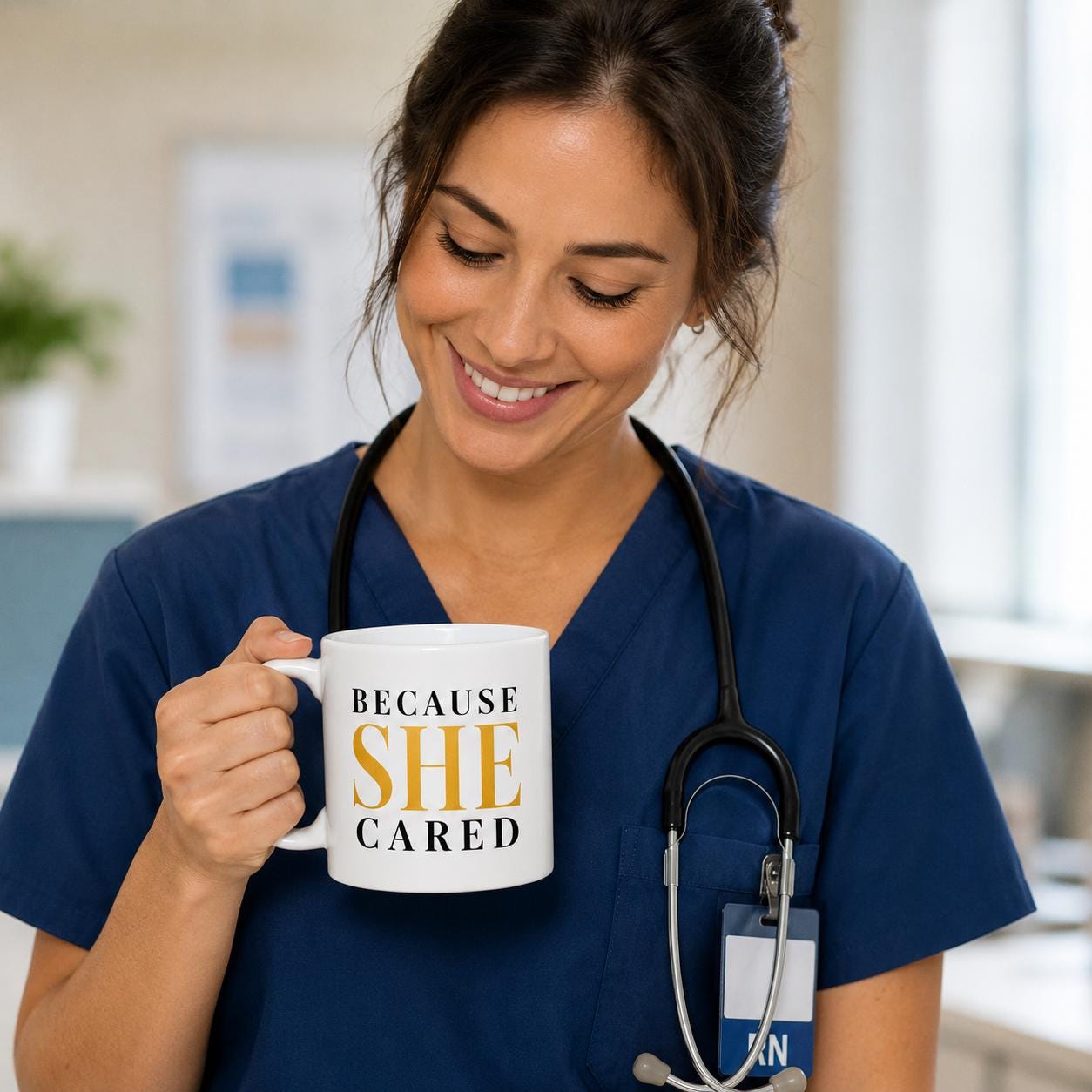 Nurse Gift, Nurse Appreciation Gift, Because She Cared Mug, Healthcare Worker Gift, Coworker Gift, Thank You Nurse Gift