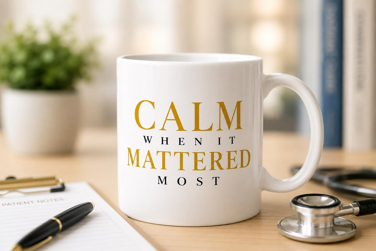 Ceramic Coffee Mug for Nurse, Medical Assistant Appreciation Gift, Coworker Thank You Gift, Hospital Team Gift | Calm When It Matters Most