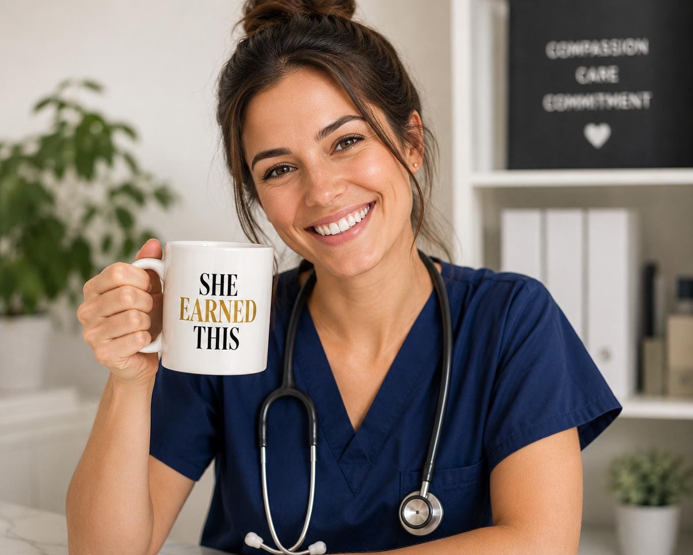 She Earned This Mug – Nurse Graduation Gift – RN NP CNA Gift – Healthcare Worker Coffee Mug – Inspirational Nurse Mug – Achievement Cup