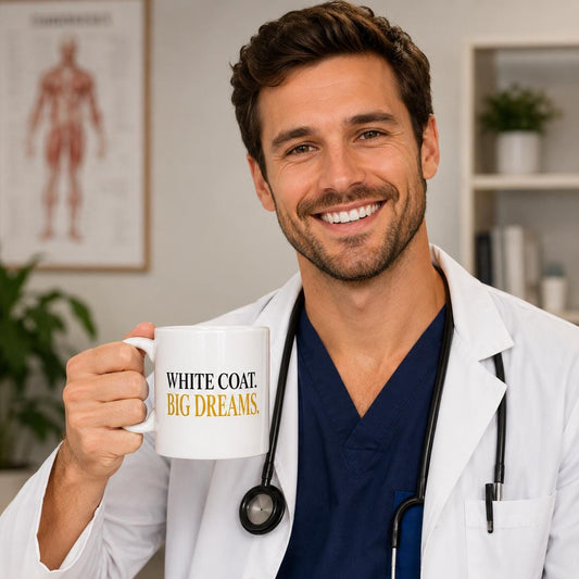 White Coat Big Dreams Mug – Nursing Student Gift – Future NP Gift – Healthcare Graduation Mug – Inspirational Nurse Coffee Mug