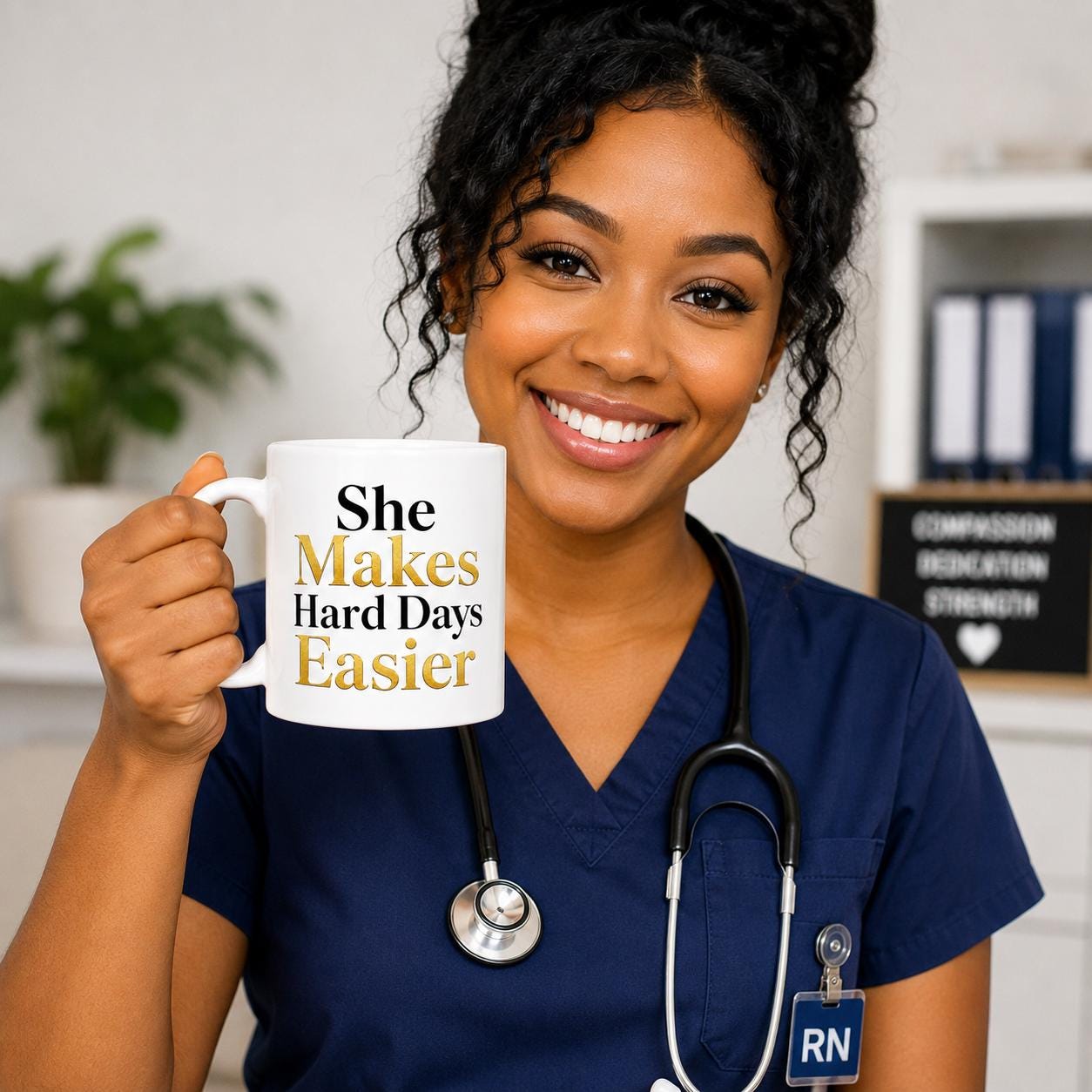 Nurse Coffee Mug, Coworker Appreciation Gift, Hospital Team Thank You Gift, Medical Assistant Gift | She Makes Hard Days Easier
