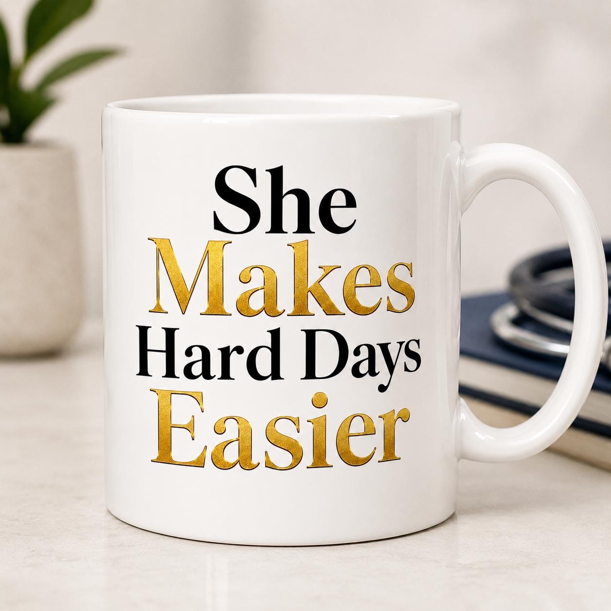 Nurse Coffee Mug, Coworker Appreciation Gift, Hospital Team Thank You Gift, Medical Assistant Gift | She Makes Hard Days Easier