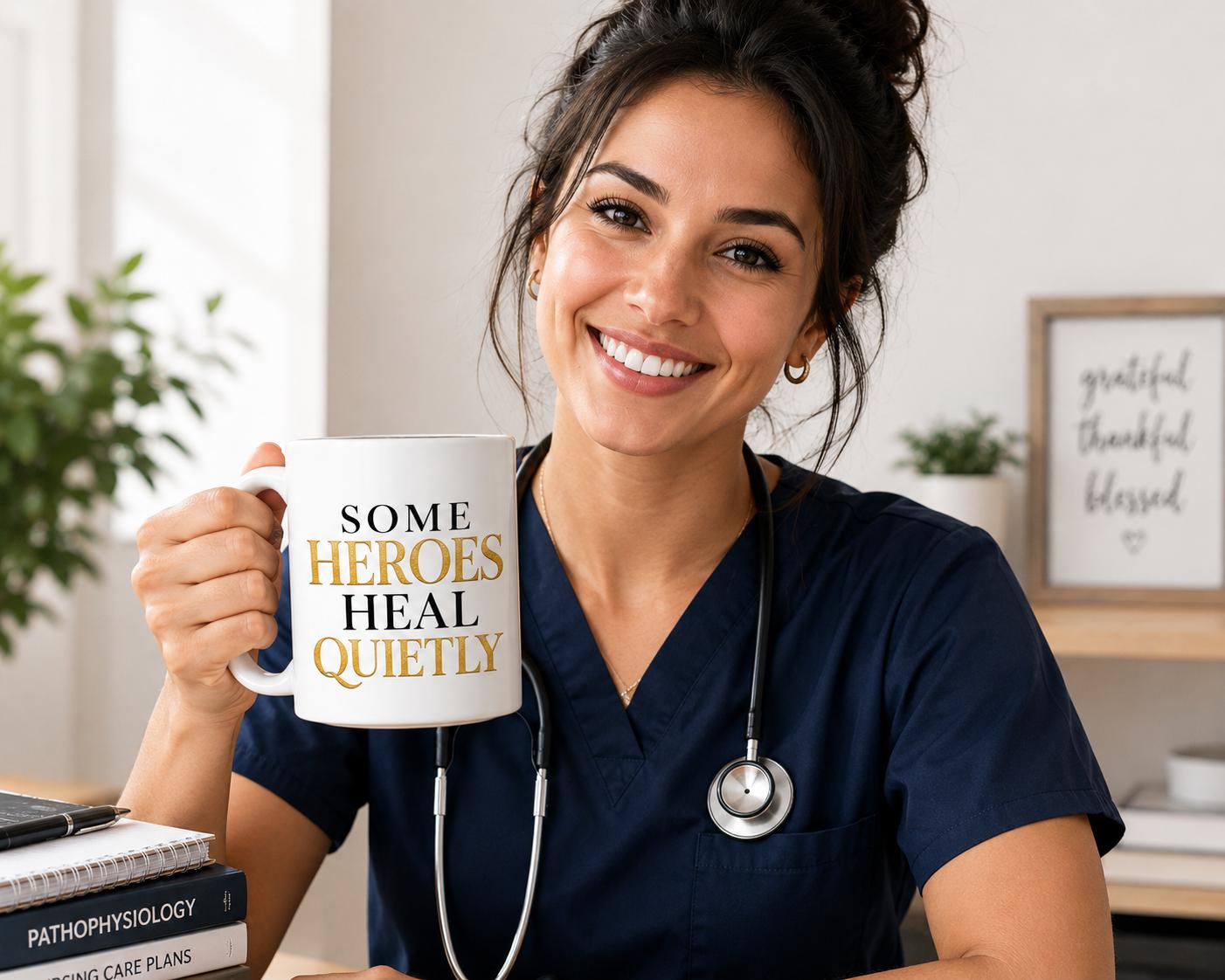 Nurse Gift | Coworker Gift | Appreciation Gift | Some Heroes Heal Quietly Mug
