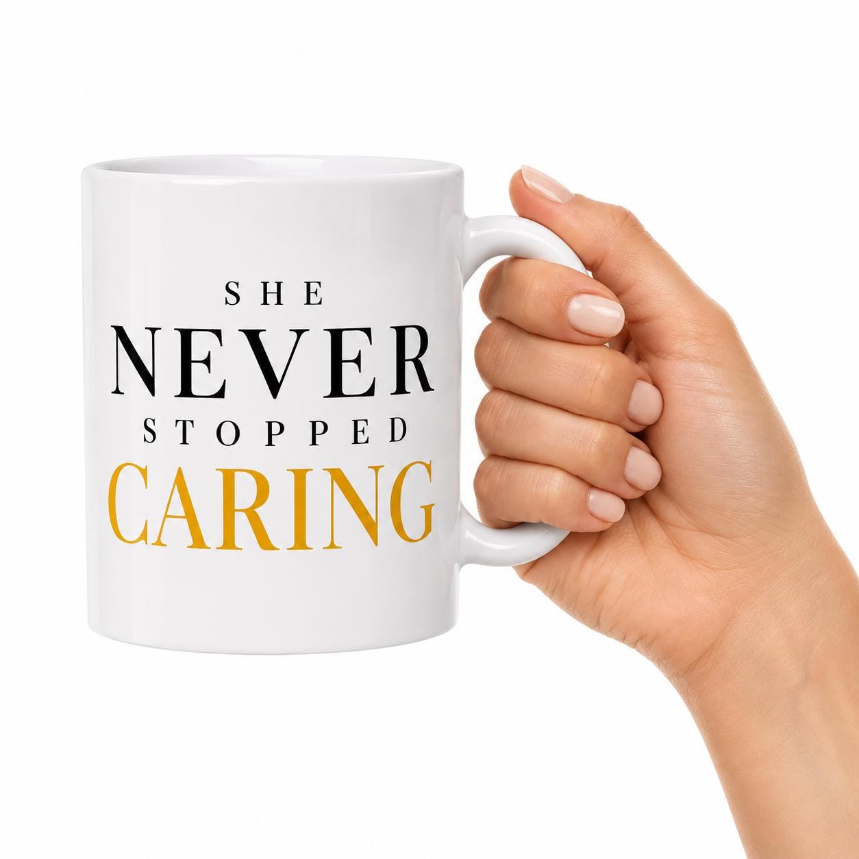 Nurse Gift, Nurse Appreciation Gift, She Never Stopped Caring Mug, Healthcare Worker Gift, Thank You Nurse Gift, Coworker Gift