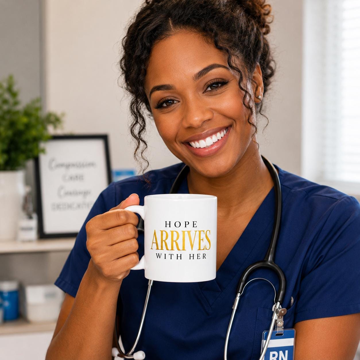 Nurse Coffee Mug, Medical Assistant Appreciation Gift, Coworker Thank You Gift, Hospital Team Gift | Hope Arrives With Her