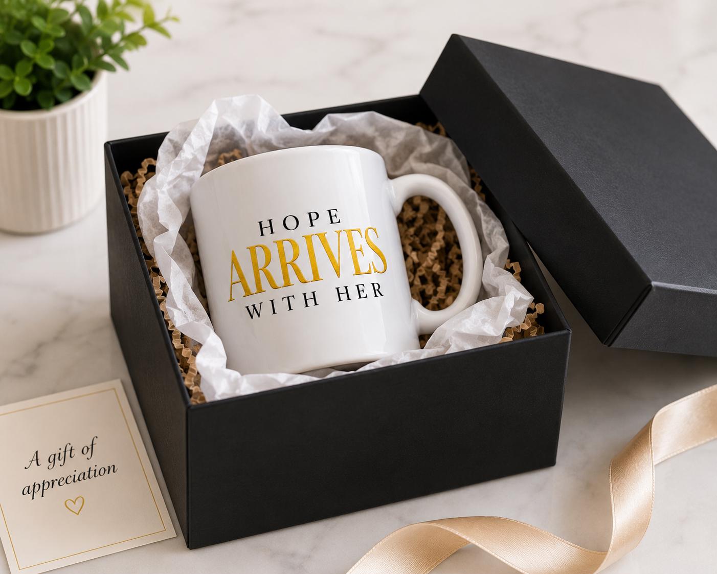 Nurse Coffee Mug, Medical Assistant Appreciation Gift, Coworker Thank You Gift, Hospital Team Gift | Hope Arrives With Her