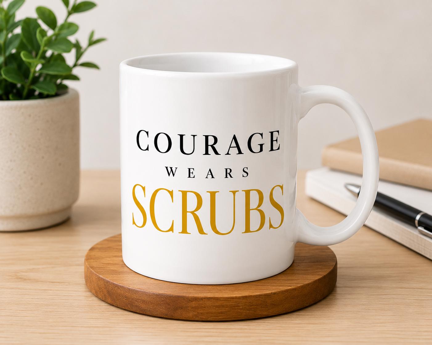 Nurse Gift | Coworker Gift | Retirement Gift | Courage Wears Scrubs Mug