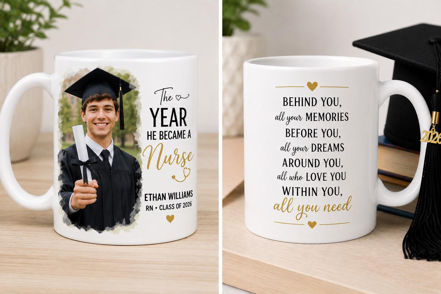 Personalized Graduation Coffee Mug, Custom Photo Mug, Custom Name Gift, Personalized Gift, High School Graduate Mug, Class of 2026 ,