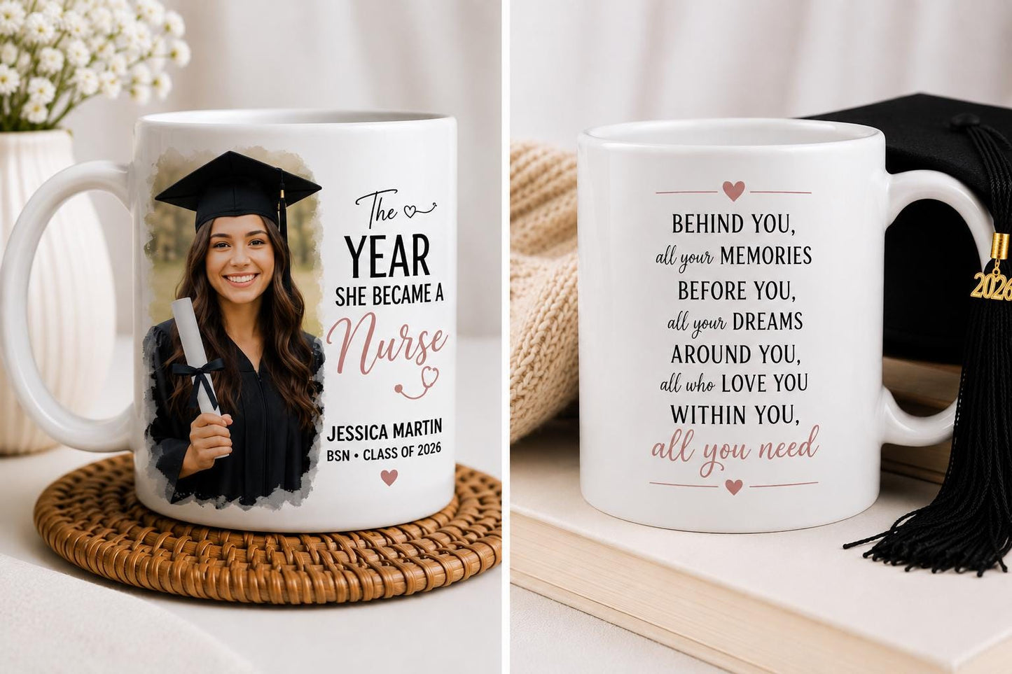 Personalized Graduation Coffee Mug, Custom Photo Mug, Custom Name Gift, Personalized Gift, High School Graduate Mug, Class of 2026 ,