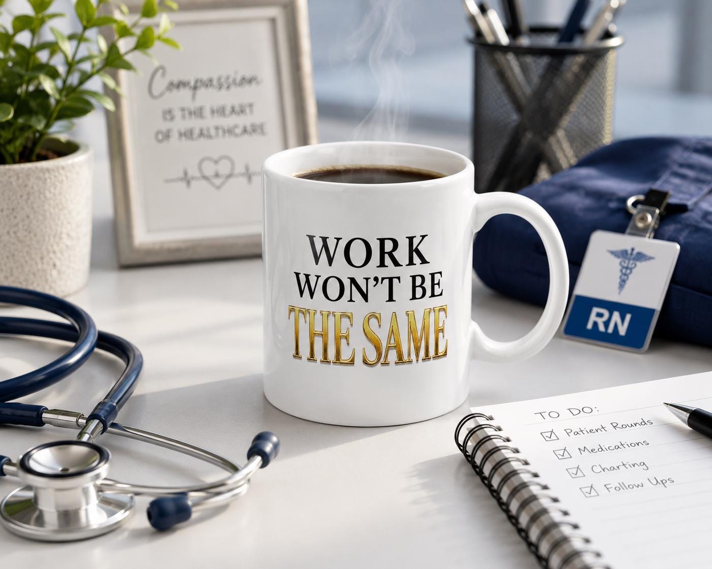 Ceramic Coffee Mug, Going Away Gift for Coworker, Retirement Gift for Nurse, Medical Assistant Farewell Gift | Work Won't Be The Same