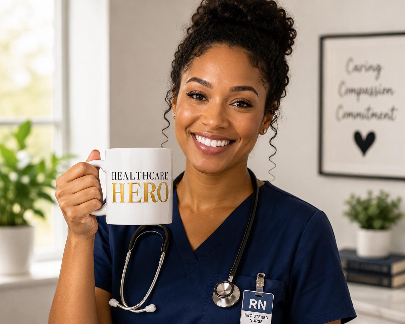 Ceramic Coffee Mug for Nurse, Medical Assistant Appreciation Gift, Coworker Thank You Gift, Hospital Team Recognition | Healthcare Hero