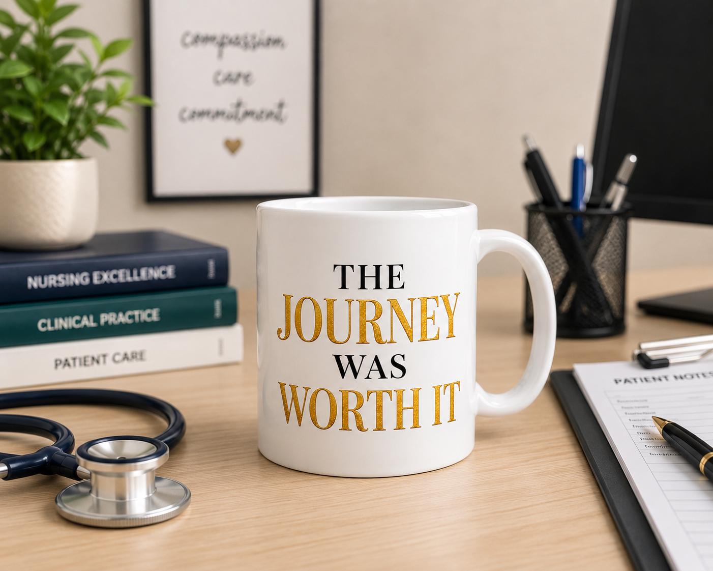 Nurse Practitioner Graduation Coffee Mug, RN to NP Gift, Nurse Graduation Gift, Career Milestone Gift | The Journey Was Worth It