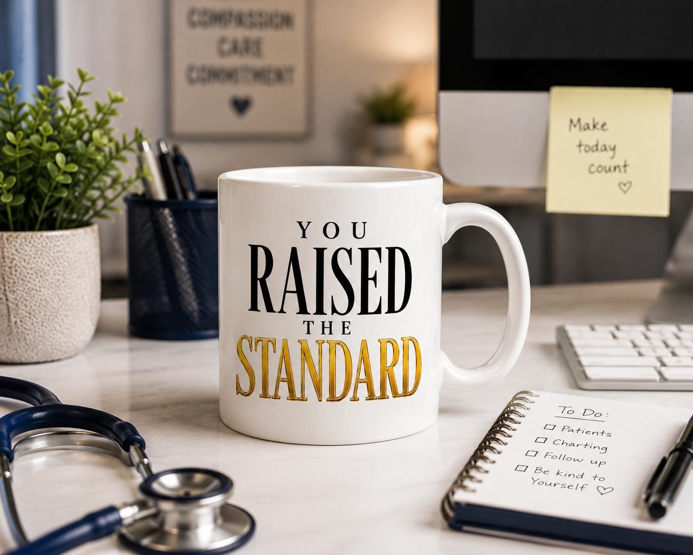 Ceramic Coffee Mug, Going Away Gift for Coworker, Retirement Gift for Nurse, Medical Assistant Appreciation Gift | You Raised The Standard