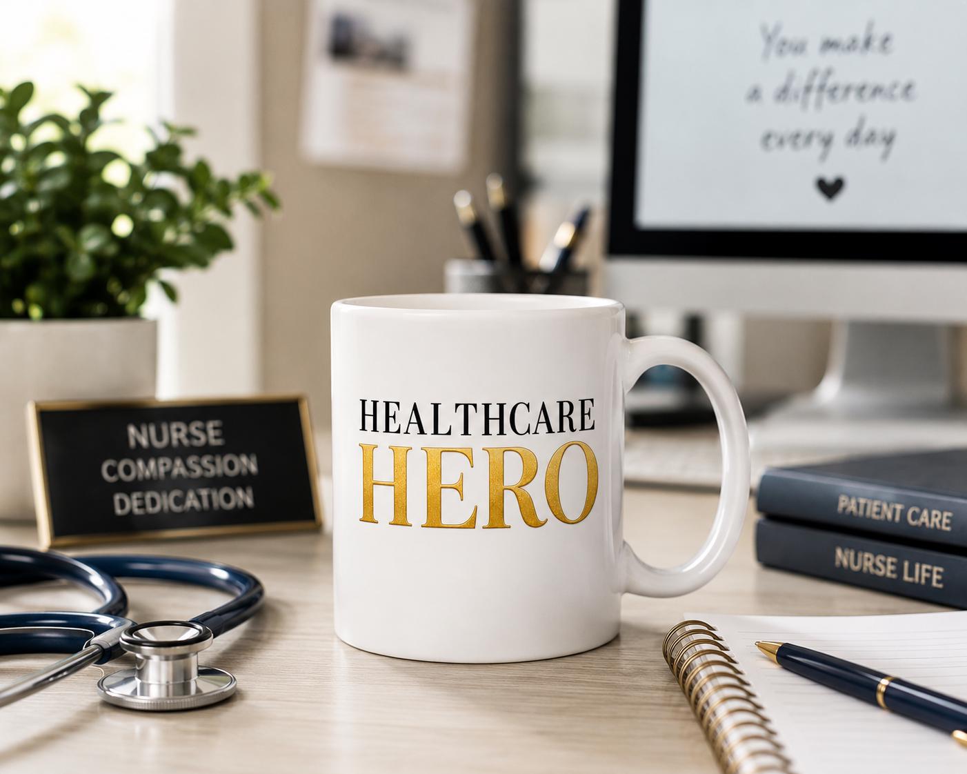 Ceramic Coffee Mug for Nurse, Medical Assistant Appreciation Gift, Coworker Thank You Gift, Hospital Team Recognition | Healthcare Hero