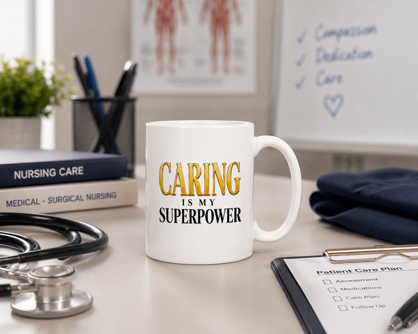 Ceramic Coffee Mug for Nurse, Medical Assistant Appreciation Gift, Nurse Week Gift, Coworker Thank You Gift | Caring Is My Superpower
