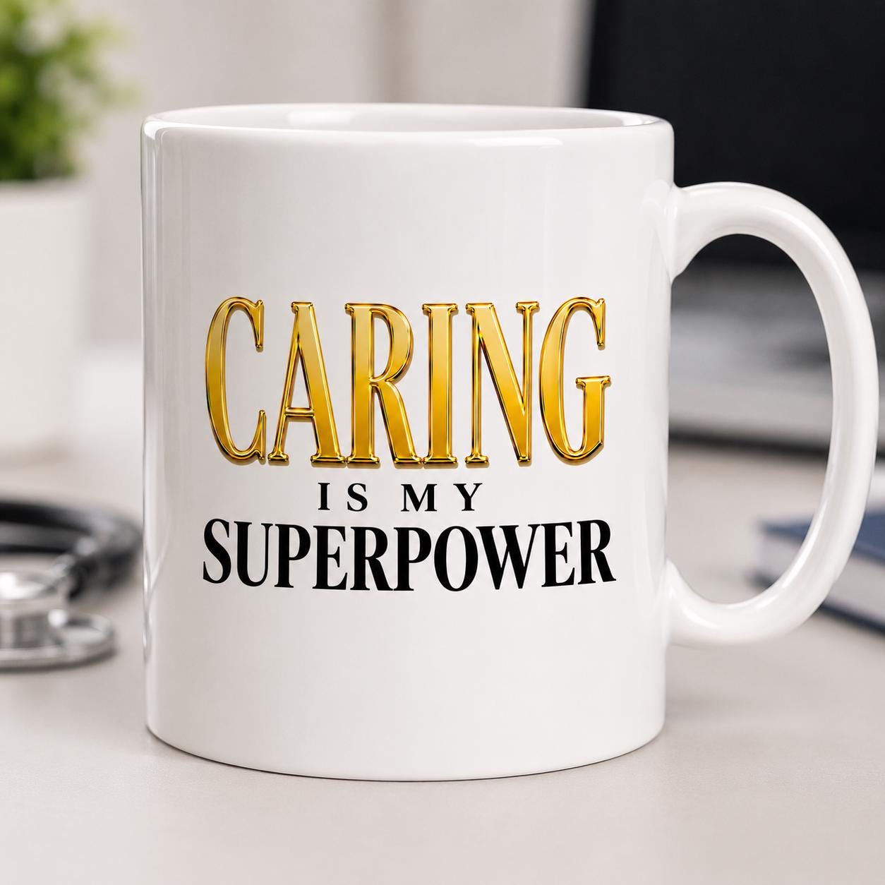 Ceramic Coffee Mug for Nurse, Medical Assistant Appreciation Gift, Nurse Week Gift, Coworker Thank You Gift | Caring Is My Superpower