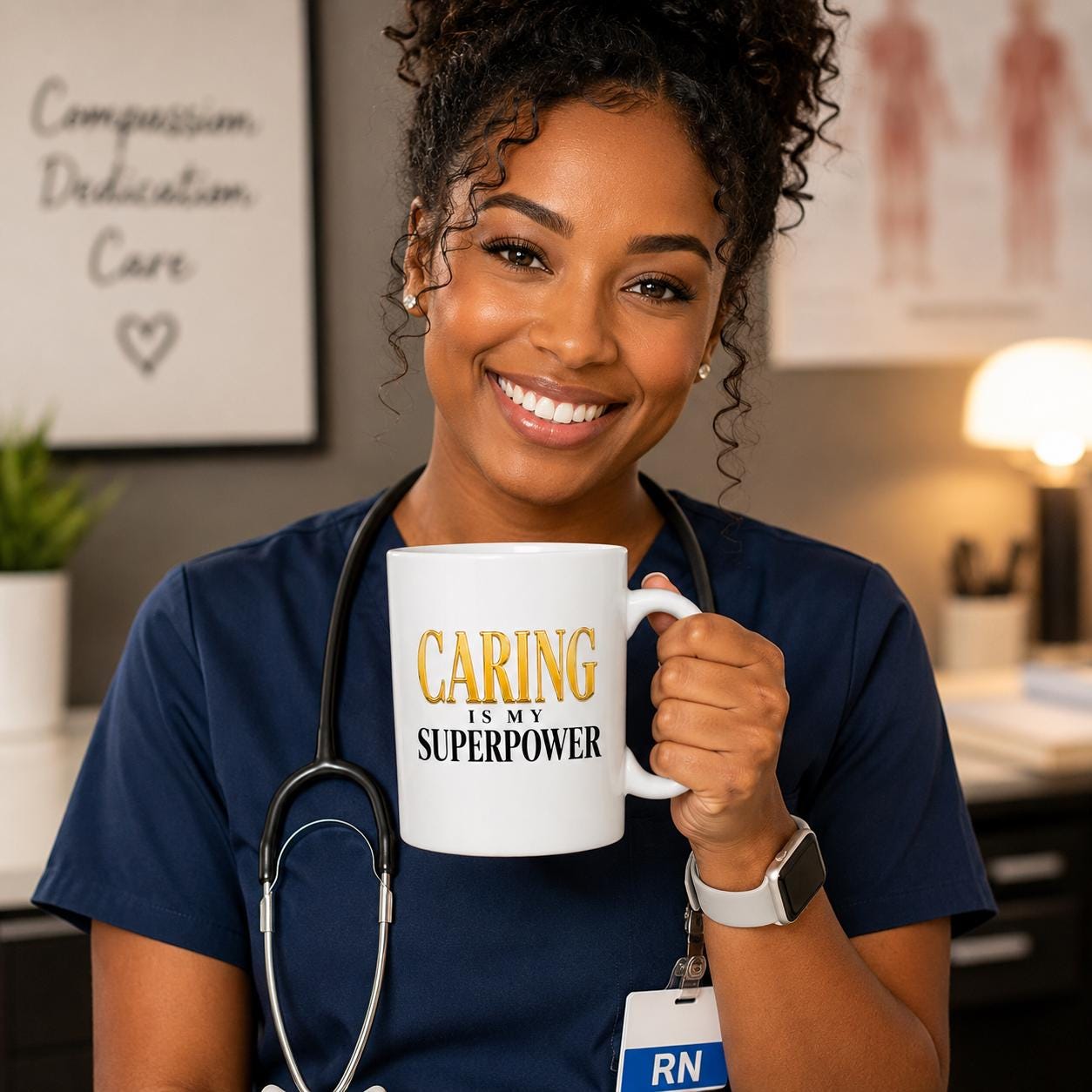 Ceramic Coffee Mug for Nurse, Medical Assistant Appreciation Gift, Nurse Week Gift, Coworker Thank You Gift | Caring Is My Superpower