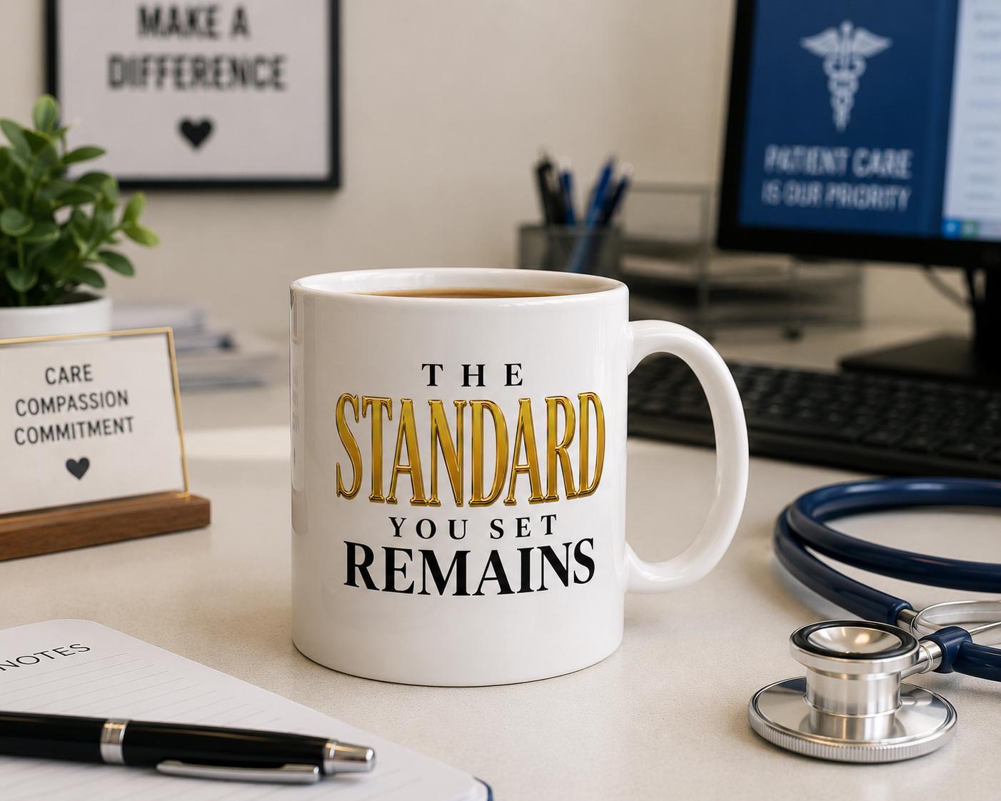 Retirement Gift, Leaving Gifts, Ceramic Coffee Mug, Coworker Leaving Gift, Mentor gifts, Retirement gift women, The Standard You Set Remains